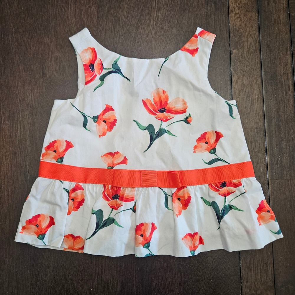 Janie and Jack Greece Getaway Floral Peplum Top Kids 3-6M NEW Poppy Sleeveless